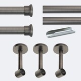 thumbnail of Kit de tringle à rideaux Carbone 300cm Diam.20mm Embout Chapeau - Fixation Mur - Boulet