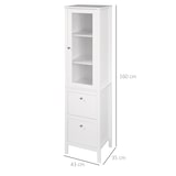 thumbnail of kleankin Armario Alto para Baño Mueble Columna de Baño con 1 Puerta de Cristal Estantes Ajustables y 2 Cajones Multiusos para Salón 43x35x160 cm