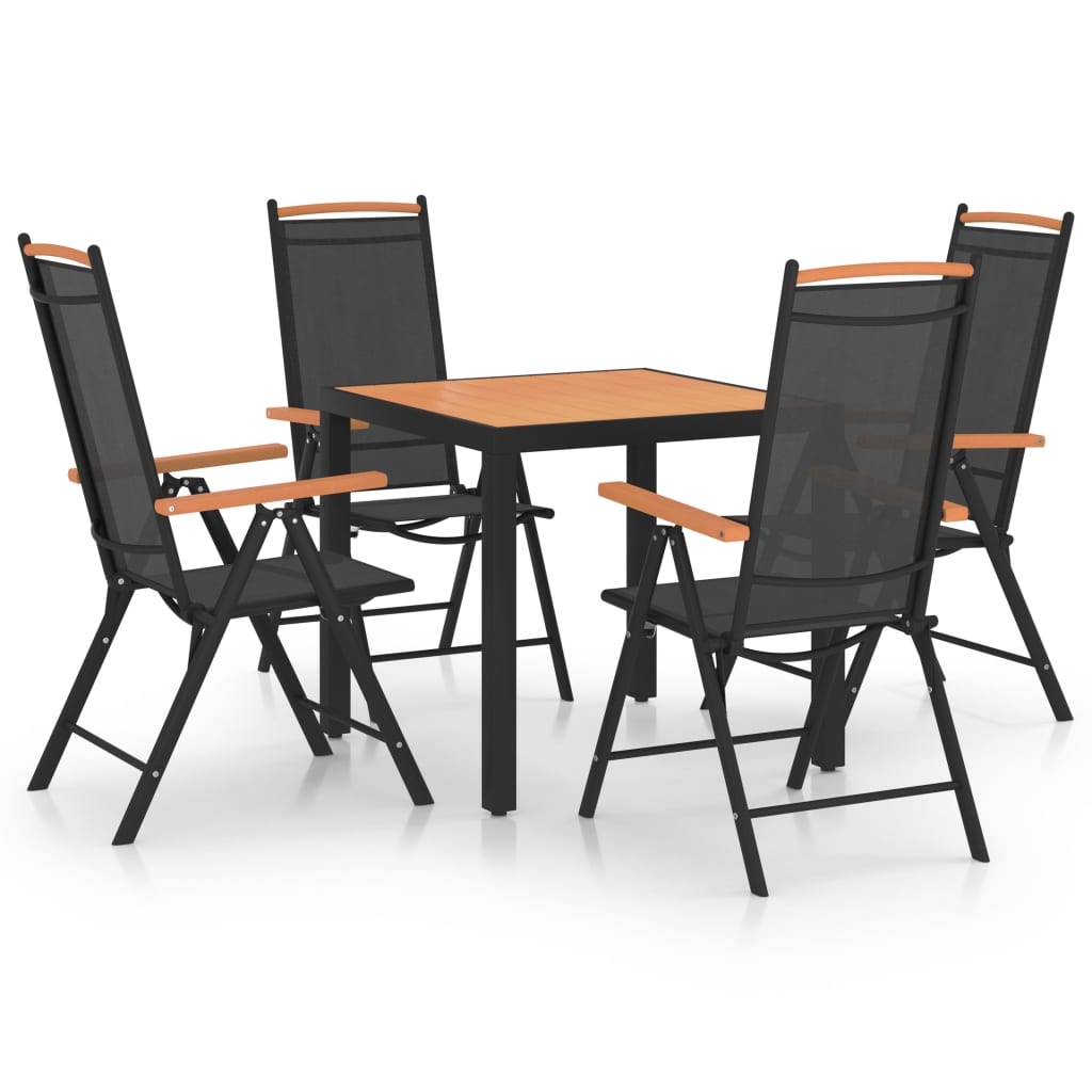 Helloshop26 - 5-teiliges schwarzes Aluminium-Gartenmöbelset