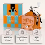 thumbnail of Elma Molinillo Café Manual Vintage, 2 Posiciones Ajuste, Chapa, Decorativo, Naranja, 10,5x10,5x15,5 cm, No Muele Café