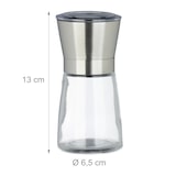 thumbnail of Relaxdays Pfeffermühle 2er Set, manuell, Glas, Edelstahl, hochwertig, Gewürzmühle, verstellbares Keramikmahlwerk, silber