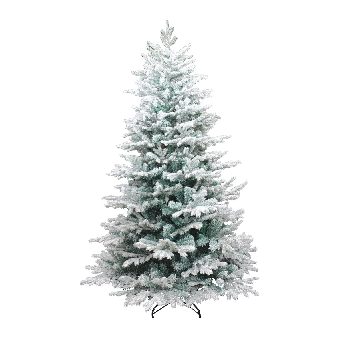 Albero Di Natale Artificiale in PVC e PE ghiacciato con glitter iridescente - 180cm altezza - 689 punte - 115cm diametro - ombrello - base metallo