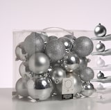 thumbnail of Christbaumkugel Weihnachtskugel bruchfest glänzend matt glitzernd silber 26St.