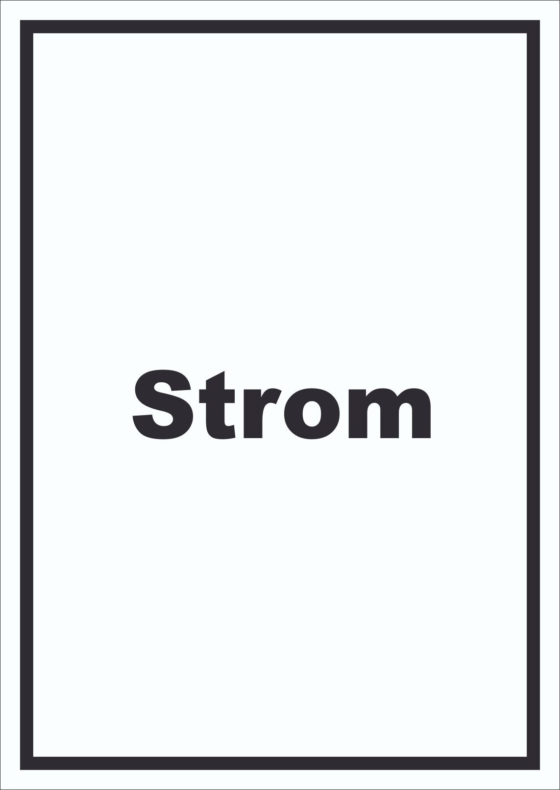 Strom Schild mit Text Anschluss hochkant A3 Rückseite selbstklebend