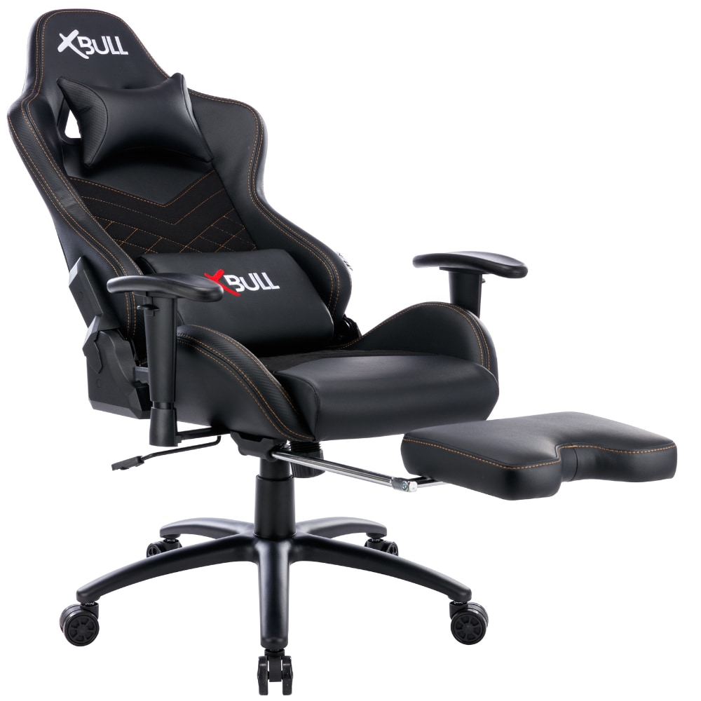 ZIK Sedia da Ufficio Poltrona Gaming Ergonomica con Poggiapiedi e Poggiabraccia, Supporto Lombare, Regolabile in Ecopelle - Nero