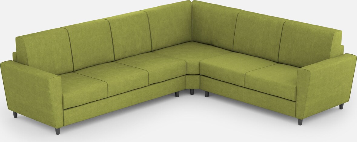 Yasel 3-Sitzer-Sofa (drei 60-cm-Sitze) + Ecksofa + mittleres 2-Sitzer-Sofa (zwei 70-cm-Sitze), Außenmaße L.288x248 grün