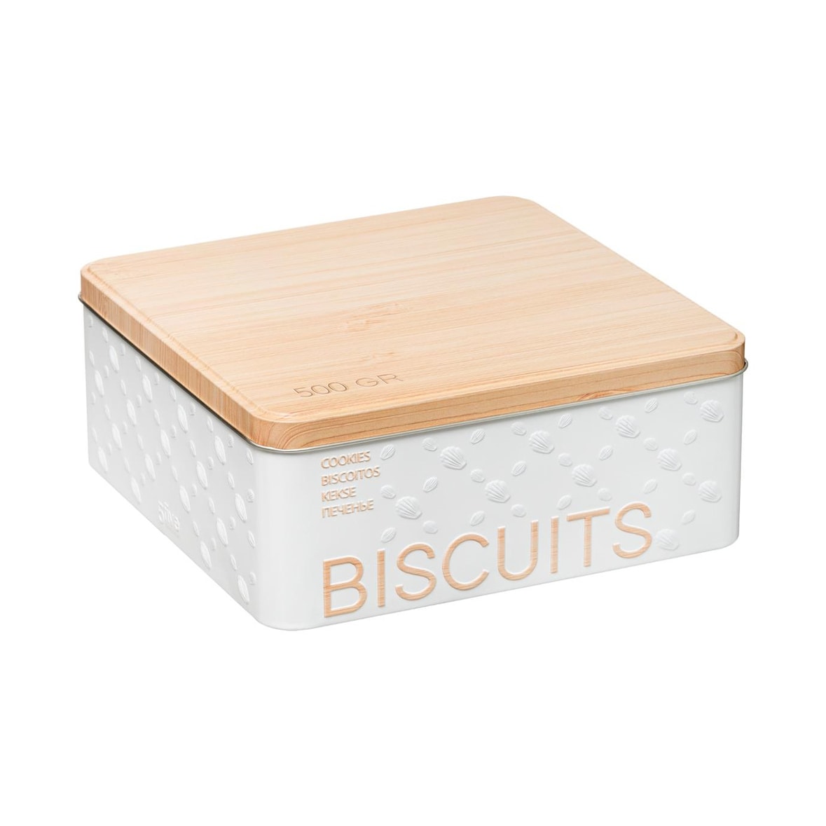 Boîte à biscuits en métal Blanc déco Relief Beige