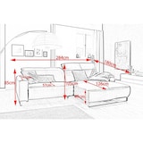 thumbnail of KAWOLA Sofa YORK Leder Life-line chocolate Recamiere rechts Fuß Metall schwarz