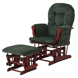 thumbnail of Poltrona de relaxamento HWC-C76, cadeira de baloiço cadeira de baloiço com banqueta tecido veludo cotelê 320g/m² Oeko-Tex ~ moldura verde escuro