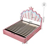 thumbnail of Merax 140*200cm Flachbett, Polsterbett, verstellbare Ambiente-Beleuchtung, Rosa