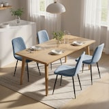 thumbnail of Juego de 4 sillas de comedor modernas sillas de cocina tapizadas en terciopelo con patas de acero para salón 45x54x87 cm azul claro