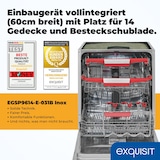 thumbnail of Exquisit Einbaugeschirrspüler 60cm, Vollintegrierte Spülmaschine, 14 Maßgedecke, Aquastop, Automatischer Türöffner, EGSP9614-E-031B inox