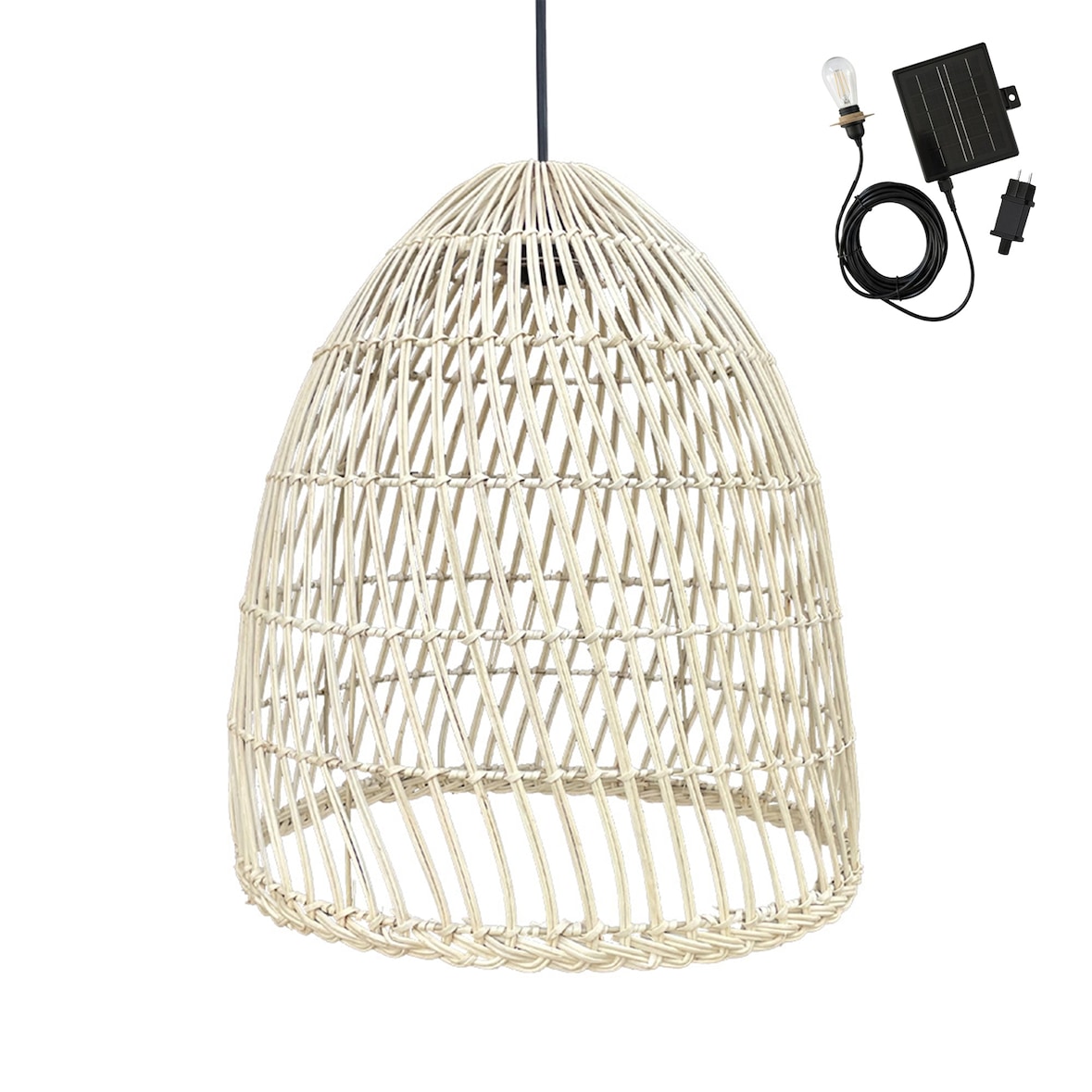 Lumisky Suspension solaire bohème PAULO SOLAR H45cm Rotin Beige
