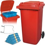 thumbnail of BRB 240 Liter Mülltonne rot mit Halter für Müllsäcke, inkl. 100 Müllsäcke