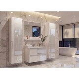 thumbnail of Badkamer set HWC-B19, wastafel wandspiegel 2x bovenkast, hoogglans ~ wit