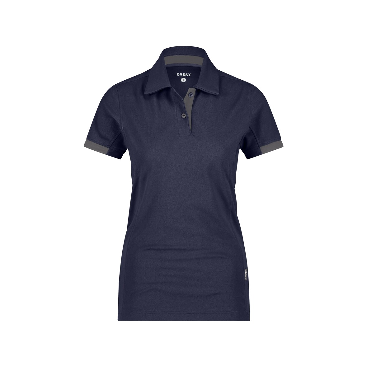 DASSY® Traxion Next Women Damen-Poloshirt, D-FX Flex, tailliert, UV-Schutz UPF 50+, Mesheinsätze, Art. 710085 nachtblau/anthrazitgrau XS