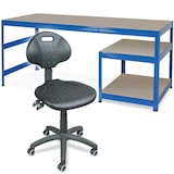 thumbnail of Packtisch mit Unterbau mit 2 Böden, 1800 x 600 x 900 mm + Arbeitsdrehstuhl