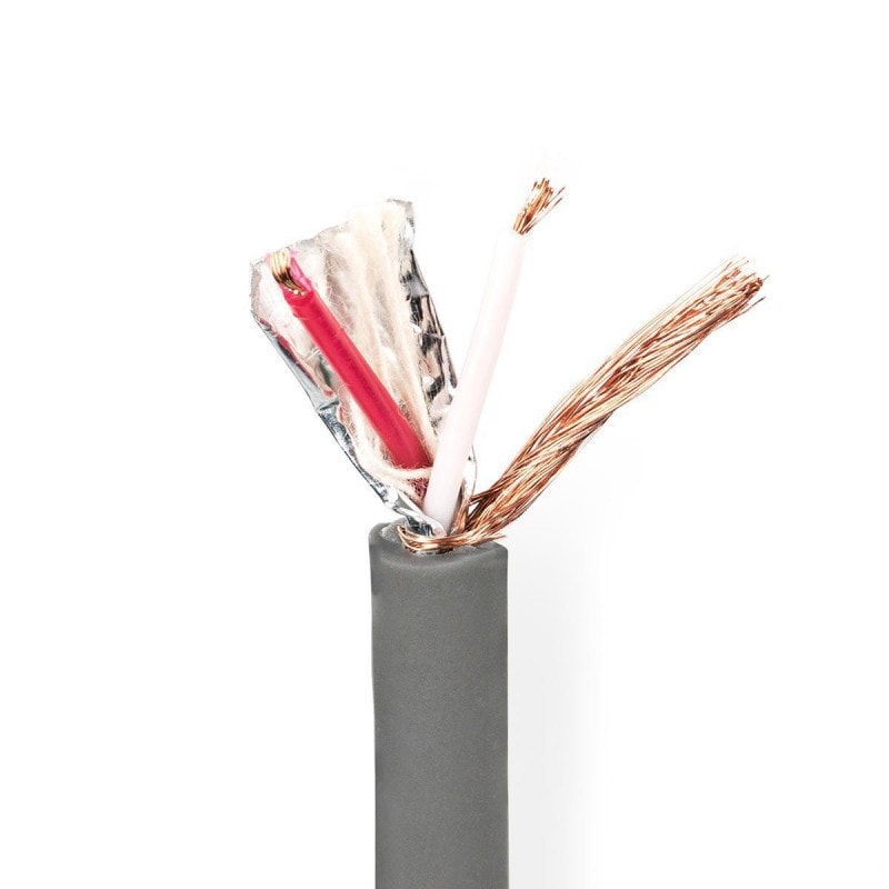 Câble Dmx 110 Ohms  2x 0,23 Mm²  100 M  Bobine  Gris Usage Non Intensif Nedis