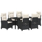 thumbnail of vidaXL 7-teiliges Garten-Esszimmer-Set mit Kissen - Schwarz, Poly-Rattan