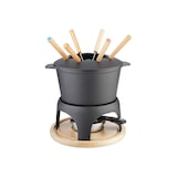 thumbnail of Eva 12-tlg Fondueset Gusseisen+Unterteller Birkenholz