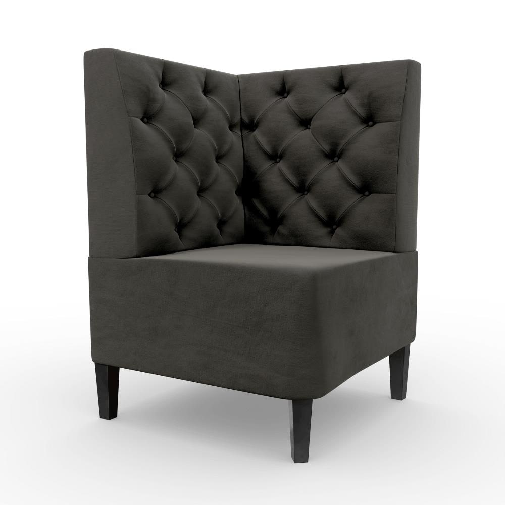 Gastro Eckbank Paris | 64x64 cm | Samtstoff in Anthrazit | Chesterfield