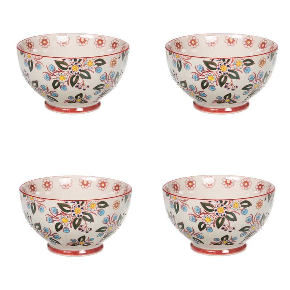 Coffret de 4 bols Siena 14 cm -  Multicolore Rond Grès Table Passion 14.00x14.00 cm