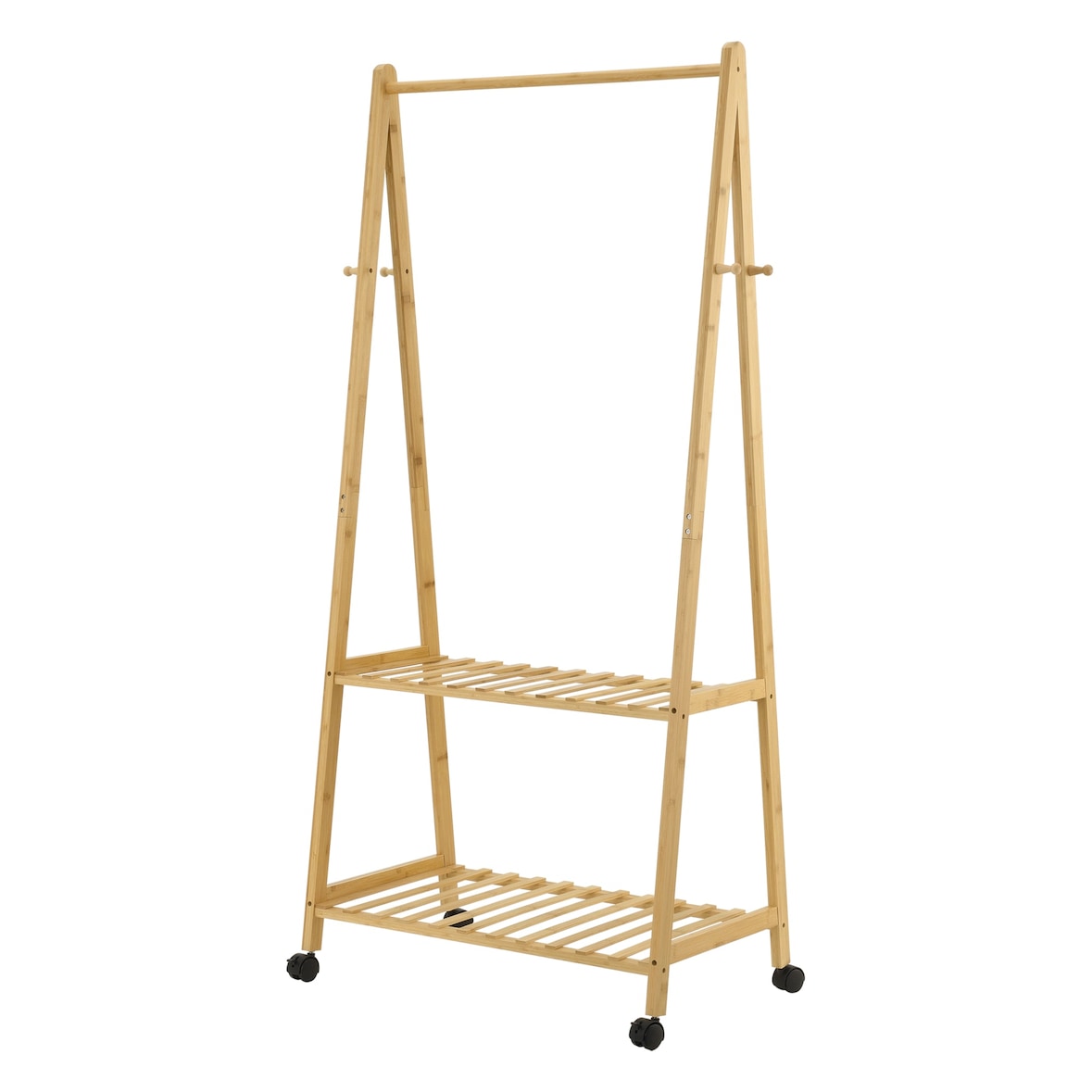 Helloshop26 - Bamboe kledingrek op wielen 70 x 43 x 152 cm 03_0008146