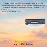 thumbnail of Gigao Toner für HP LaserJet Pro MFP M 127 fw Tonerkassette Schwarz 1.500 Seiten kompatibel HP LaserJet Pro MFP M127fw Drucker CF283A / 83A