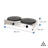 thumbnail of Cleiton® Crepera Profesional Doble Eléctrica de Sobremesa en acero inoxidable con 2 Placas de Hierro Fundido de 40 cm Ø | Crepera Industrial - 5000 W
