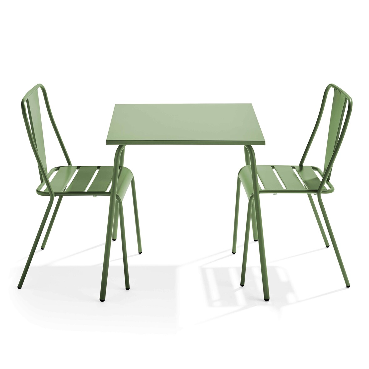Ensemble table de terrasse carrée et 2 chaises bistrot vert cactus - Oviala