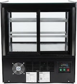 thumbnail of Romux® Kühlvitrine für Konditorei Quadratisch Tischgerät 2 Böden Schwarz 350 Liter Umluftkühlung | Kühlvitrine Gerade Glasscheiben