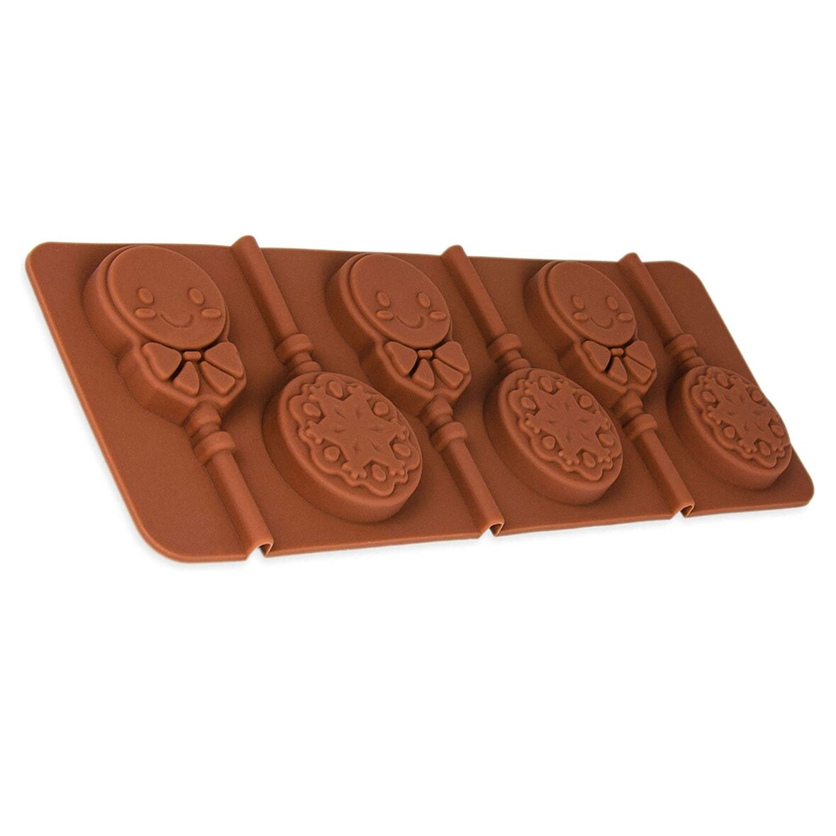 Silikonform (Lolli) Sterne + Männchen mit Fliege - braun 24,5x9,5x1,5cm - Silikon Form Backen, Seife & mehr - Backform