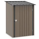 thumbnail of Cobertizo de jardín 0,92 m² 100x103x160 cm caseta de jardín metálica con 1 puerta y cerradura para almacenamiento de herramientas marrón