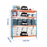 thumbnail of Simon Rack Estanteria Industrial, 2000x1500x600 mm, 400 kg de Punto Flexión, 4 Estantes Madera, Azul/Naranja/Madera - SimonTaller
