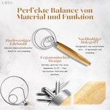 thumbnail of Batedor dinamarquês – Aros de aço inoxidável e cabo de madeira ergonômico | Perfeito para massas de pão, bolo e pizza | Robusto e durável