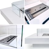 thumbnail of Chimenea de bioetanol para interior y exterior con quemador, de acero y vidrio templado blanco, 70 x 70 x 35 cm (alto)