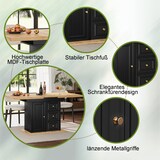 thumbnail of Esstisch ausziehbar 75x140x80 cm mit Stauraum, Tür, Schubladen, MDF Metall, Holzoptik Naturholz, für Küche, Esszimmer, Balkon