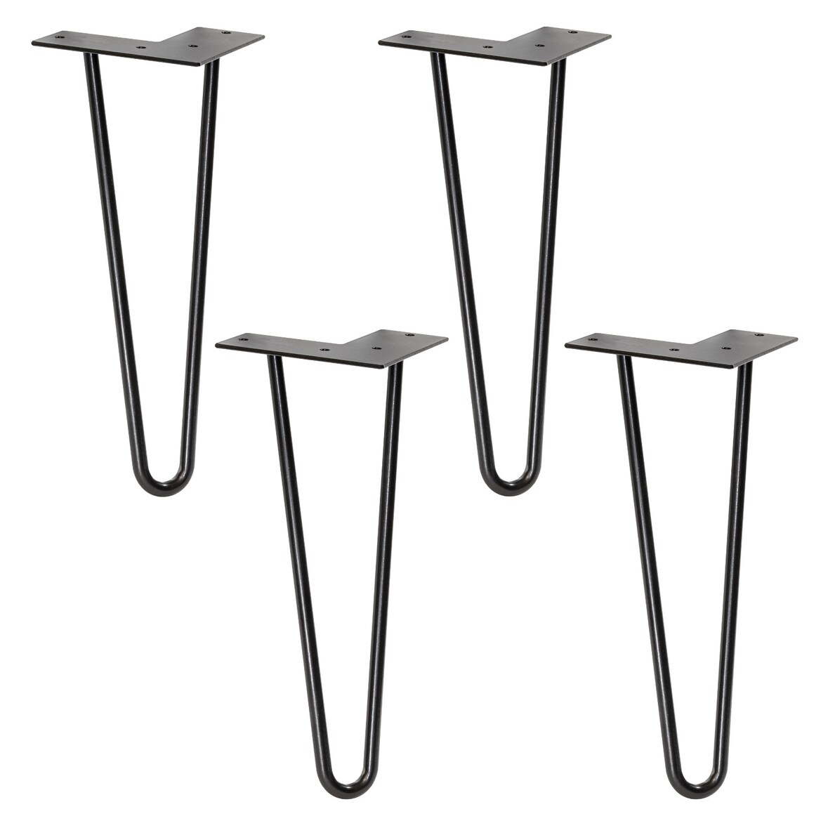 WAGNER Möbelbeine HAIRPIN LEGS Retro 4tlg. Set - 12 x 12 x 40 cm, Stahl, schwarz, Bein schräg&Anschraubplatte - 12824004