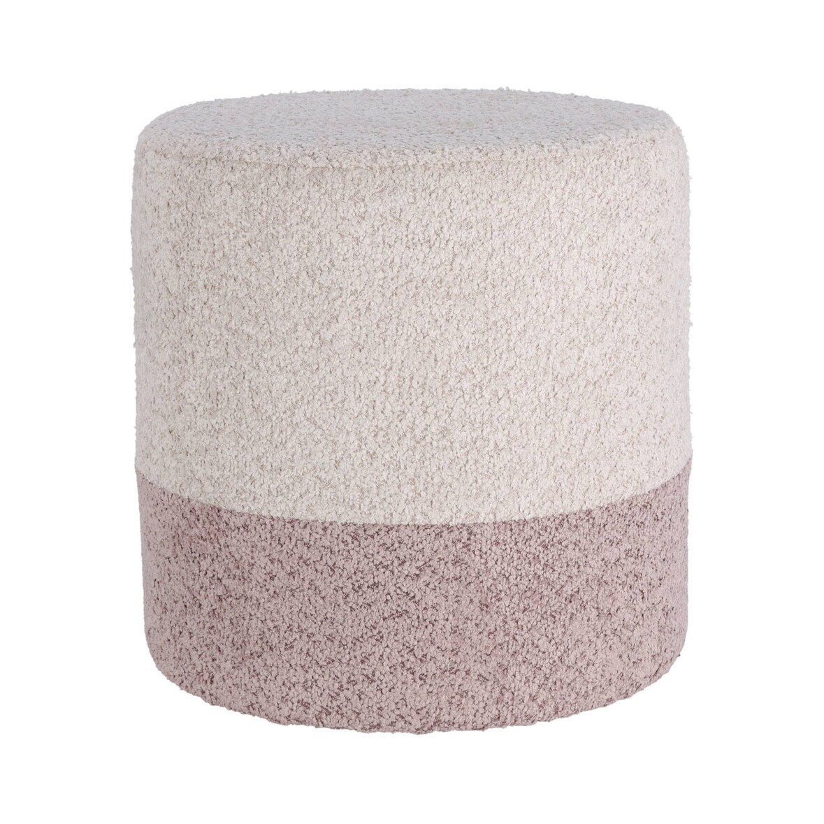 WellHome - 'Boucle' Hocker Ø35cm beige mit hellrosa