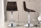 thumbnail of Décoshop26 - Set aus 2 braunen Samt-Barhockern mit höhenverstellbarem Chrommetallfuß und Fußstütze TDB10630