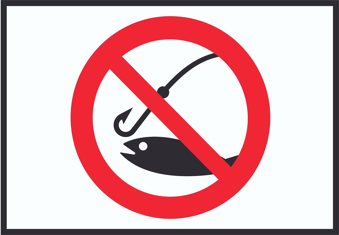 Angeln verboten Symbol Schild A2 Rückseite selbstklebend