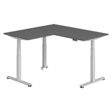 thumbnail of bümö Eckschreibtisch elektrisch höhenverstellbar L-Form: 160 x 160 cm in graphit, Gestell silber - Stehschreibtisch mit Memory-Steuerung,
