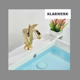 thumbnail of ADRIAN | Design Edelstahl Badarmatur  in Schwan Optik | Gold glänzend luxuriöse Waschtischarmatur Hotel Gastronomie | Mischbatterie Bad 2 Anschlüsse