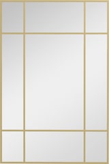 thumbnail of Wandspiegel, dekorativer Spiegel mit Metallrahmen, goldfarbene Streifen, Mehrschichtglas, 90B x 2T x 60H cm
