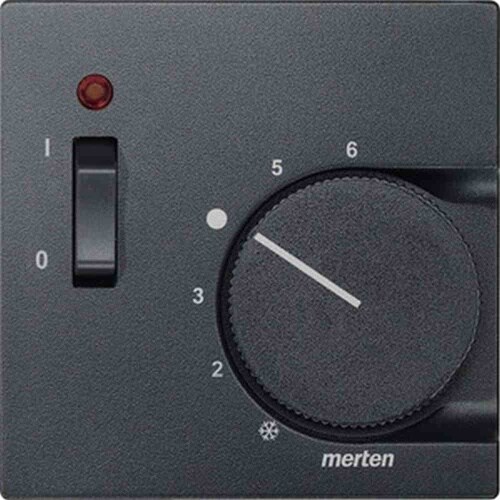 System M Zentralplatte, Raumtemperaturregler, anthrazit, matt, diverse Symbole, Kontrollfenster/Lichtauslass