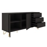 thumbnail of SalesFever Sideboard aus MDF | 2 Türen und 3 Schubladen | Beine Metall mit Messinglegierung | B 150 x T 40 x H 70 cm | grau