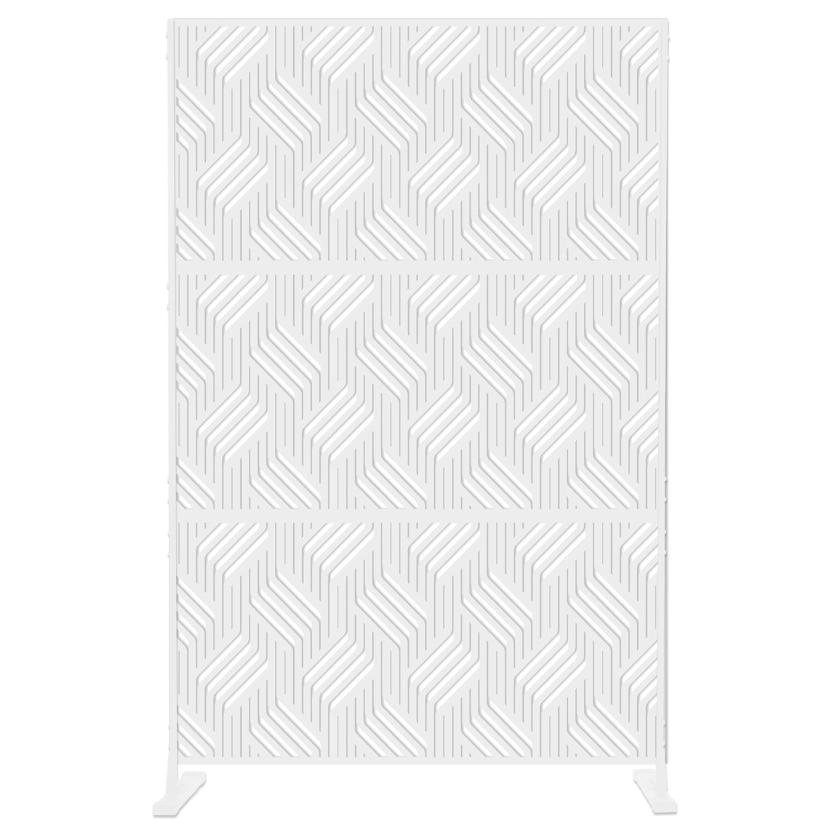 Pannello Decorativo in Metallo, separe divisorio da Esterno o Interno, Pannello frangivista, separé paravento in Acciaio, Design moderno -Bianco/Trama