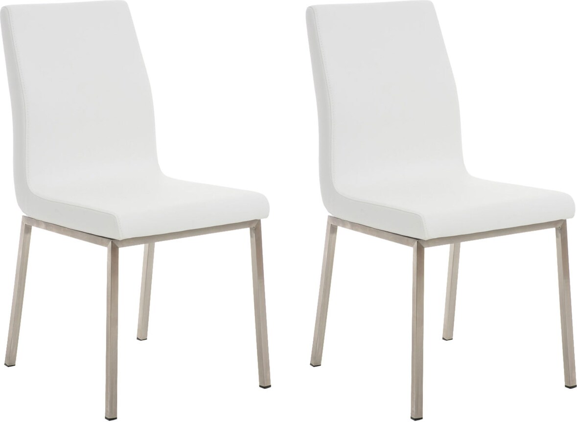 CHEFGASTRO 2er Set Esszimmerstuhl FLORIANOPOLIS HxBxT 88x40x50cm Kunstleder Weiß Küchenstuhl