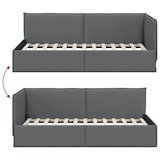 thumbnail of vidaXL Hoekbedframe met hoofdeinde Donkergrijs 80 x 200 cm Stof