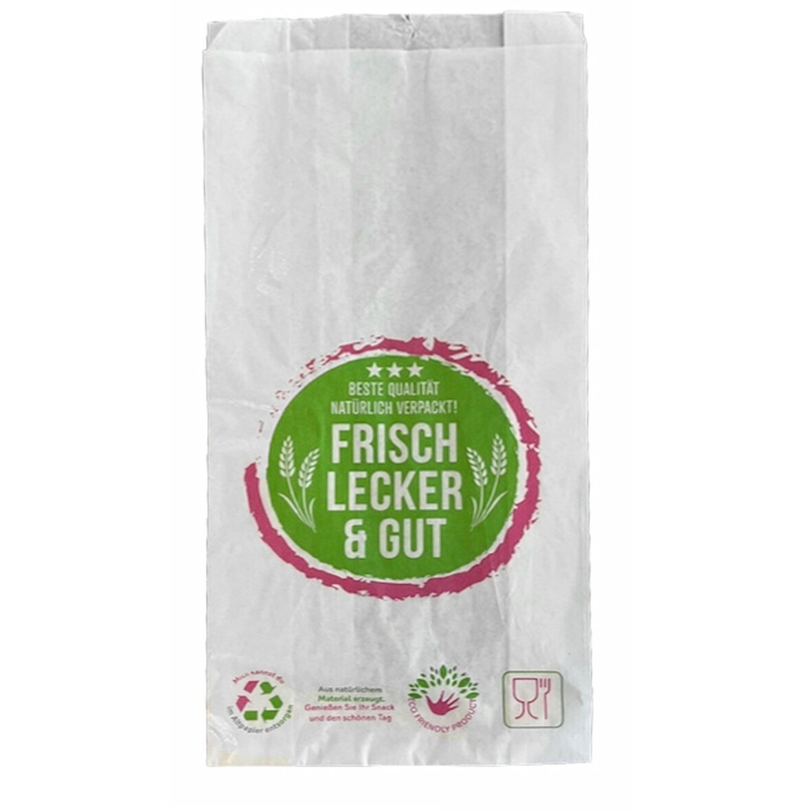 5000 Bäckerbeutel `Frisch Lecker & Gut`, 20+7x42 cm, R433